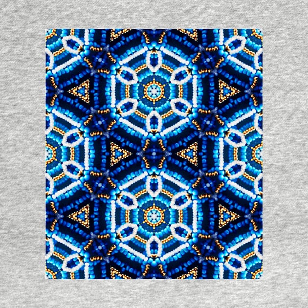 Blue and Gold Beadwork Inspired Fashion Print by annaleebeer